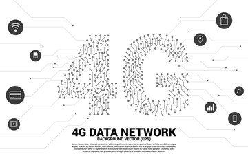 Poster - Vector 4G dot connect line circuit board style mobile data icon. Concept for data transfer of mobile and wi-fi data network.