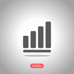 Poster - Growing graph line icon. Icon under spotlight. Gray background