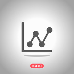 Poster - Growing graph line icon. Icon under spotlight. Gray background