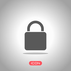 Poster - lock icon. Icon under spotlight. Gray background