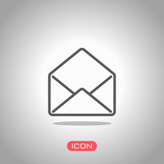 Poster - mail open icon. Icon under spotlight. Gray background