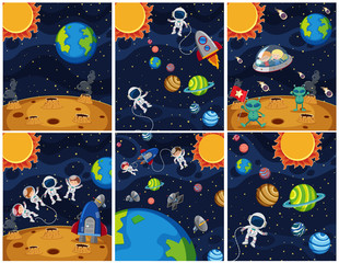 Wall Mural - Set of space background