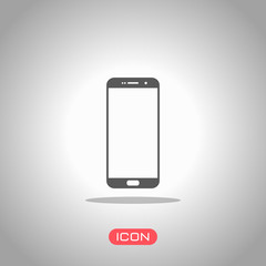 Poster - Sellphone icon. Icon under spotlight. Gray background