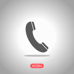 Poster - telephone receiver icon. icon under spotlight. gray background
