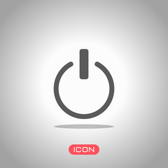 Poster - shut down, power. Icon under spotlight. Gray background