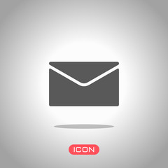 Poster - simple letter icon. Icon under spotlight. Gray background