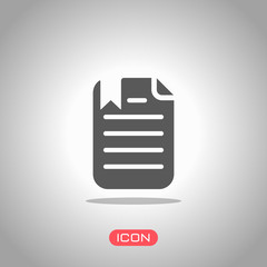 Poster - document with text and bookmark. icon under spotlight. gray background