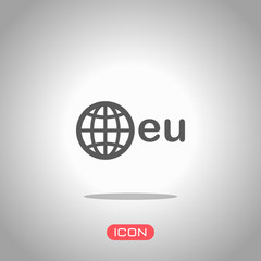 Poster - domain, European identity, globe and eu. Icon under spotlight. Gray background