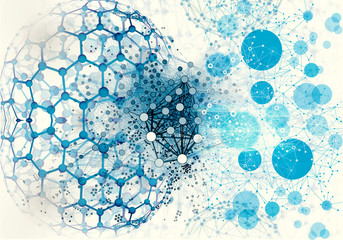 Leinwandbilder - Abstract Artistic Cyan Connected Hexagon Shapes As A Modern Futuristic Background