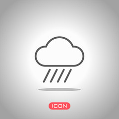 Poster - Cloud and rain. Weather simple icon. Linear style. Icon under spotlight. Gray background