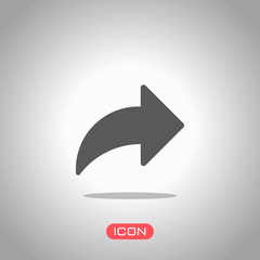 Poster - Share icon with arrow. Icon under spotlight. Gray background