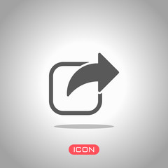Poster - Share icon. Arrow and square. Icon under spotlight. Gray background
