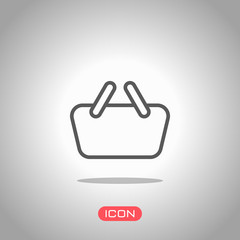 Poster - Shopping basket icon. Simple linear icon with thin outline. Icon under spotlight. Gray background