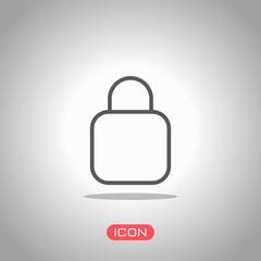 Poster - Simple lock icon. Linear symbol, thin outline. Icon under spotlight. Gray background