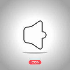 Poster - Simple volume mute. Linear, thin outline. Icon under spotlight. Gray background