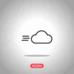 Poster - Windy icon. Linear, thin outline. Icon under spotlight. Gray background