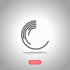 Poster - Business pie chart icon. Icon under spotlight. Gray background