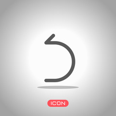 Poster - Simple arrow, backward. Linear, thin outline. Icon under spotlight. Gray background