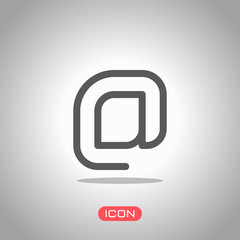 Poster - E-mail symbol, internet mail icon. Linear, thin outline. Icon under spotlight. Gray background