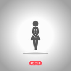 Poster - Female silhouette, woman icon. Icon under spotlight. Gray background