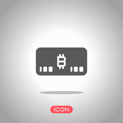Poster - electronic money icon. bitcoin card. icon under spotlight. gray background