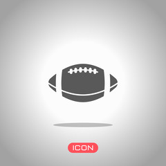 Poster - American Football logo. Simple rugby ball icon. Icon under spotlight. Gray background
