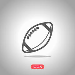 Poster - American Football logo. Simple rugby ball icon. Icon under spotlight. Gray background