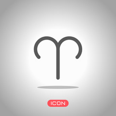 Poster - Astrological sign. Aries simple icon. Icon under spotlight. Gray background