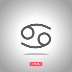 Poster - Astrological sign. Cancer simple icon. Icon under spotlight. Gray background