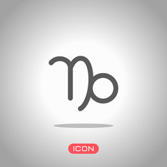 Poster - Astrological sign. Capricorn simple icon. Icon under spotlight. Gray background