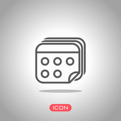 Poster - several pages of calendar. simple outline icon. icon under spotlight. gray background