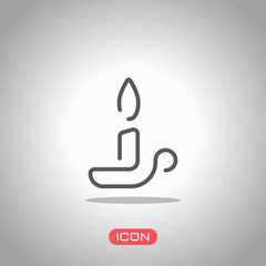 Poster - Simple outline candle icon. One line style. Icon under spotlight. Gray background