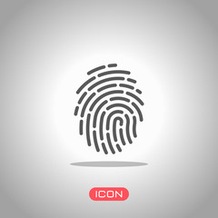 Poster - fingerprint. simple icon for logo or app. icon under spotlight. gray background