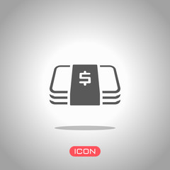 Poster - pack of dollar money or vouchers. business icon. icon under spotlight. gray background