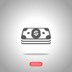 Poster - pack of dollar money or vouchers. business icon. icon under spotlight. gray background