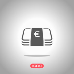 Poster - pack of euro money or vouchers. business icon. icon under spotlight. gray background