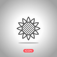 Poster - Sunflower, plant. Nature icon. Icon under spotlight. Gray background