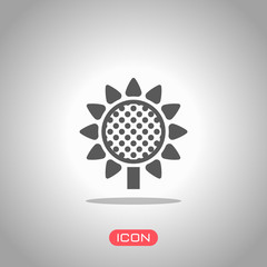 Poster - Sunflower, plant. Nature icon. Icon under spotlight. Gray background