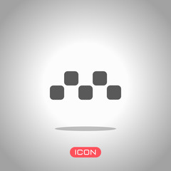 Poster - taxi cab or car. simple icon. icon under spotlight. gray background