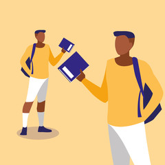 Poster - young black boys couple modeling with notebooks