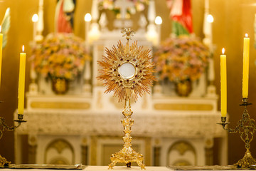 Canvas Print - Ostensorial adoration in the catholic church