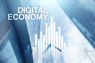 DIgital economy, financial technology concept on blurred background.