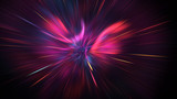 Fototapeta  - Abstract holiday background with blurred rays and sparkles. Fantastic red and purple light effect. Digital fractal art. 3d rendering.