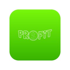 Profit word with a dollar sign icon green vector isolated on white background