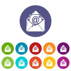 Poster - Email icons color set vector for any web design on white background