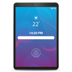Poster - tablet computer lock screen with geometric wallpaper vector illustration