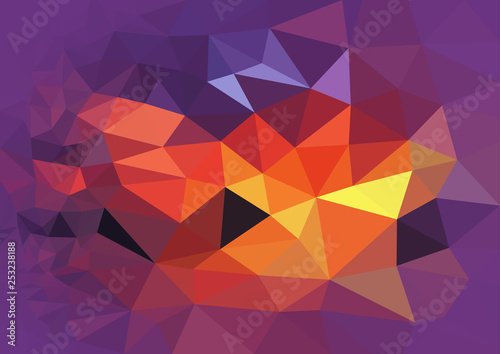 Colorful Polygonal Background with Sunset Abstraction - Modern Mosaic Illustr...