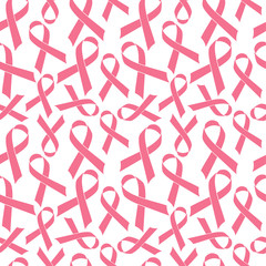 Pink Ribbon seamless Pattern cancer medical background vector illustration