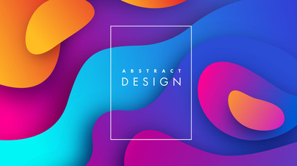 Poster - 3D abstract background with paper cut shapes. Vector design layout for business presentations, flyers, posters and invitations. Colorful carving art - blue, yellow and violet