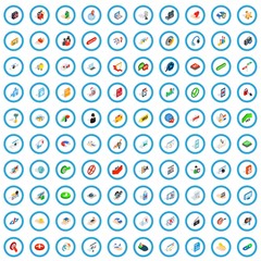 Poster - 100 cyber icons set in isometric 3d style for any design vector illustration